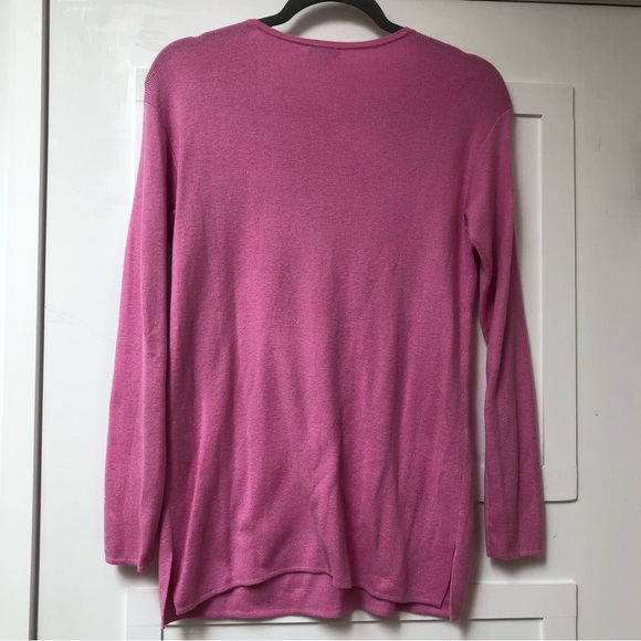 TALBOTS bubble gum Pink V-Neck Tunic Sweater super soft lightweight cotton XS/M - Picture 5 of 8